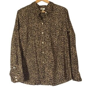J. Crew Leopard Print‎ Cotton Signature Fit Shirt